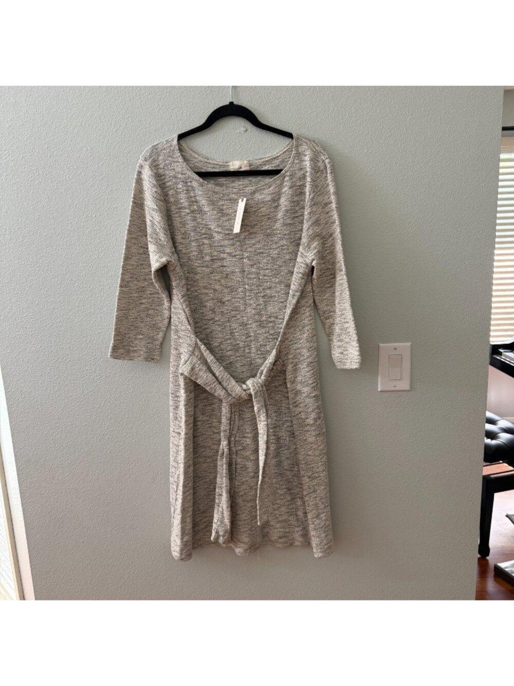 NWT Anthropologie T.la Becky Tie Waist Gray Knit Dress Womens XL Extra Large